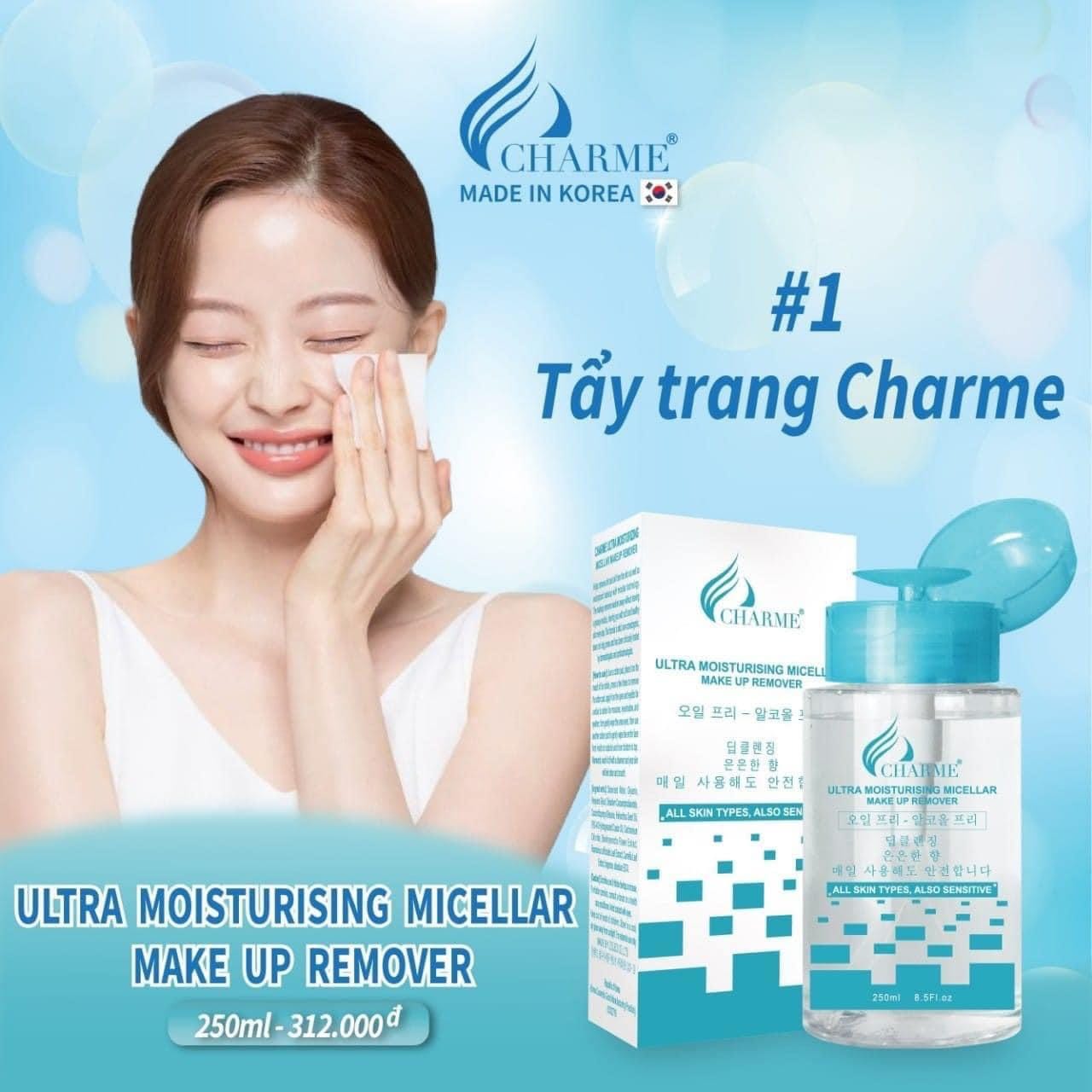 Tân trang làn da với tẩy trang Charme dưỡng da thế hệ mới với 8 điểm vàng