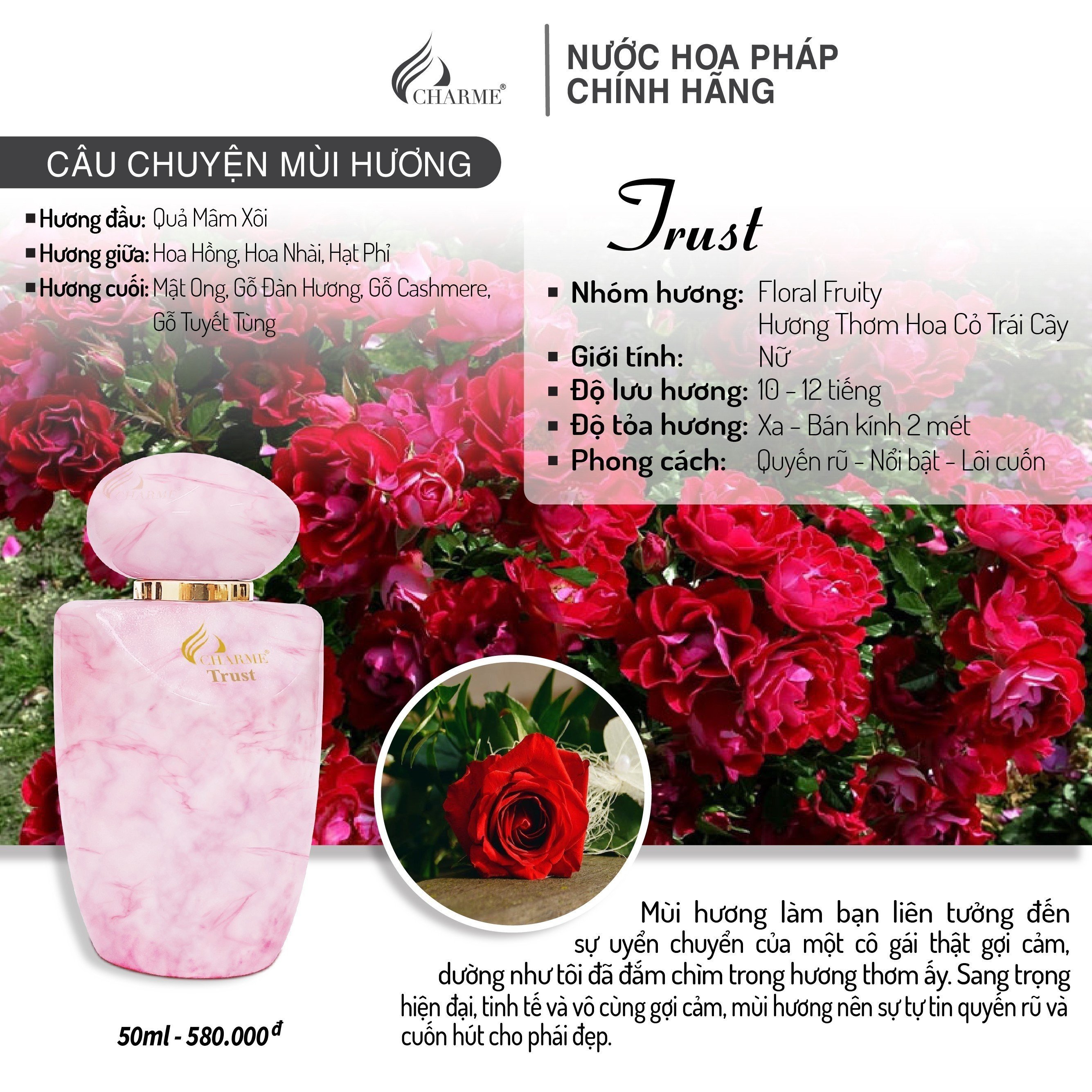 Nước hoa Charme Trust 50ml ngọt ngào và quyến rũ