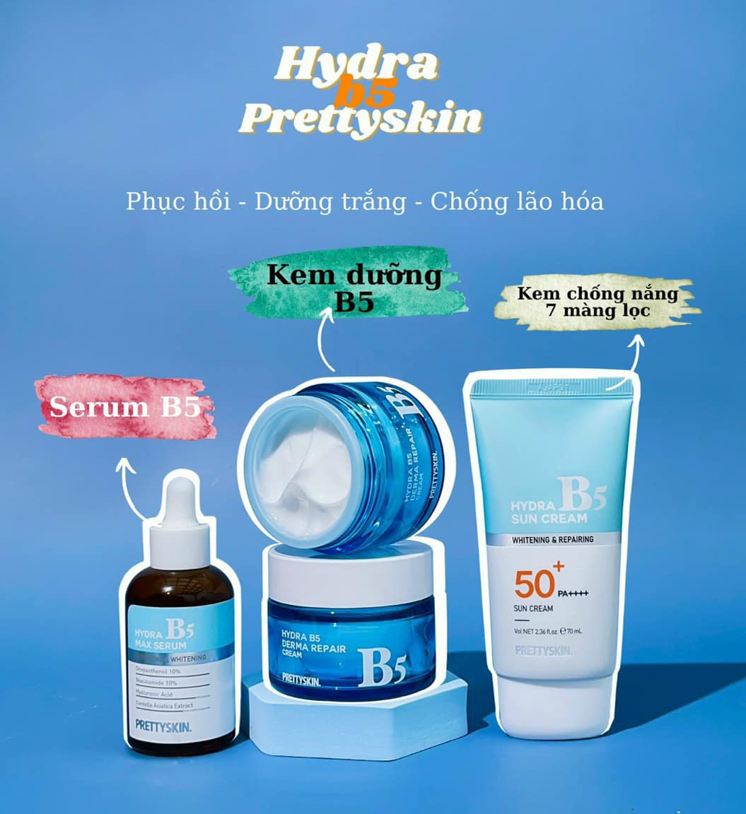 Chăm sóc như chuyên gia bộ 3 chăm sóc Hydra B5 Prettyskin chuyên biệt cho da nhạy cảm