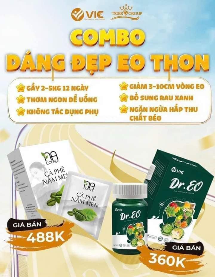 Combo giảm cân giảm mỡ Dr.Eo và cà phê nấm men