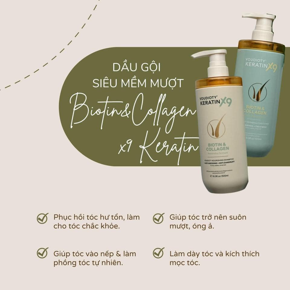 Bí kíp phục hồi mái tóc của chị em Voudioty Keratin X9 Biotin và Collagen