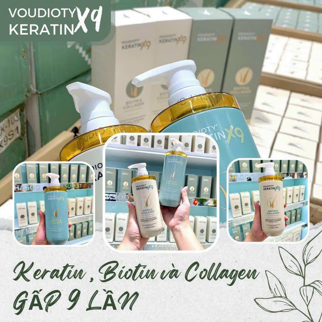 Bí kíp phục hồi mái tóc của chị em Voudioty Keratin X9 Biotin và Collagen