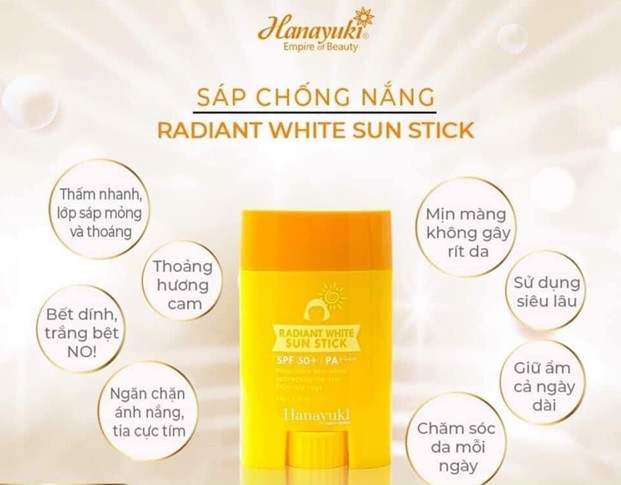 Sáp Chống Nắng Hanayuki Radiant White Sun Stick