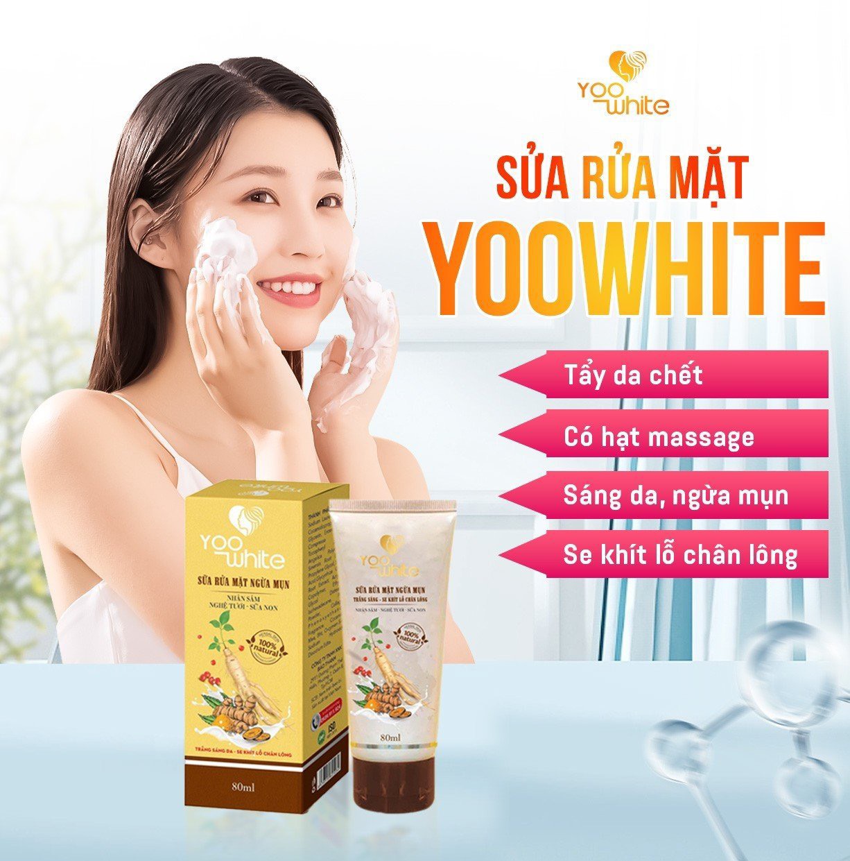 Sữa rữa mặt ngừa mụn Yoo White cứu tinh cho làn da khó chiều