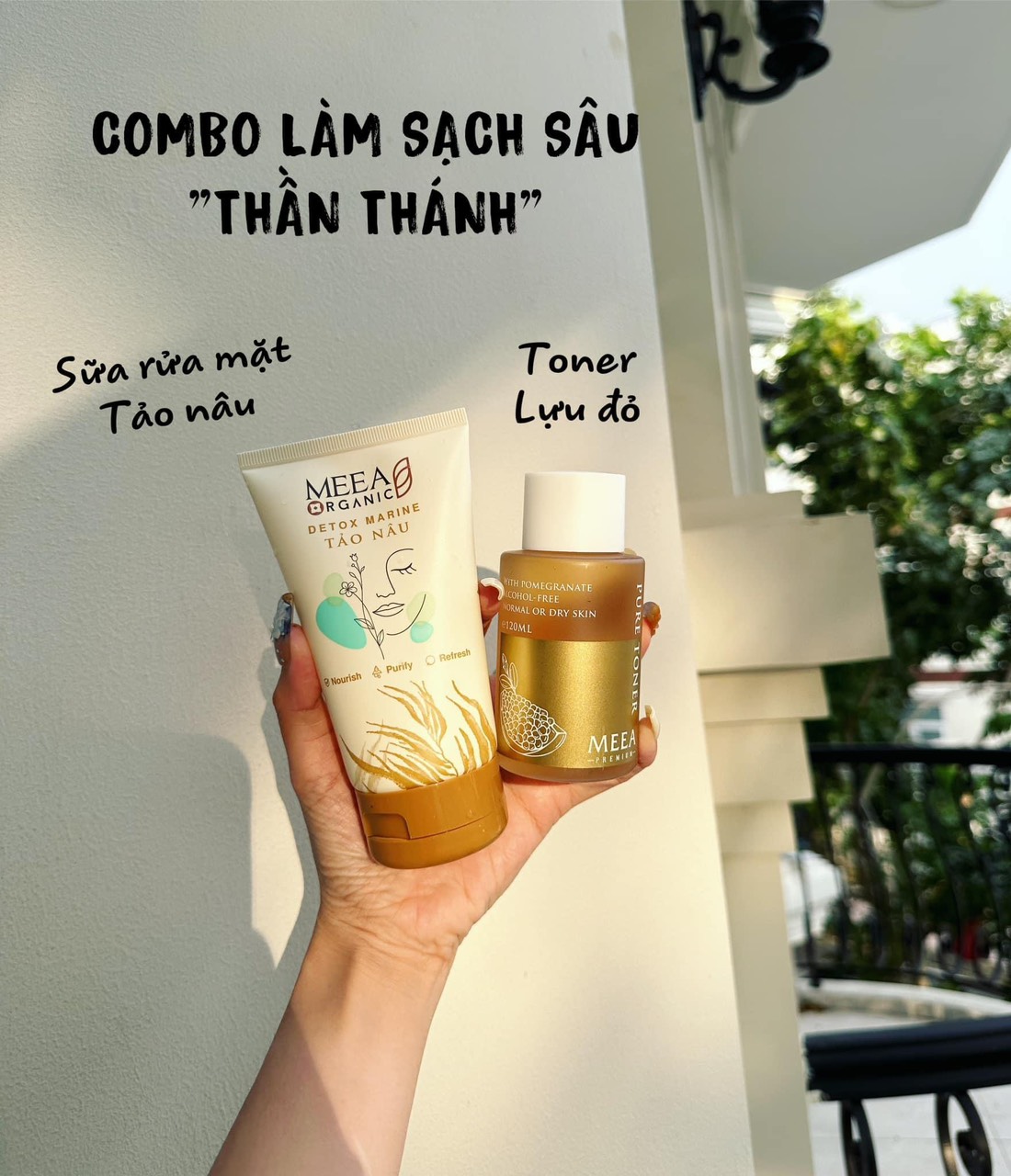 Combo làm sạch sâu sữa rửa mặt Tảo Nâu Toner lựu đỏ