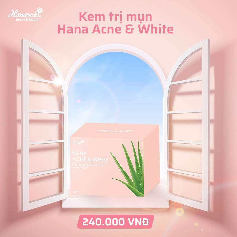 Kem Giảm Mụn Trắng Da Hana Acne & White Mini Hanayuki