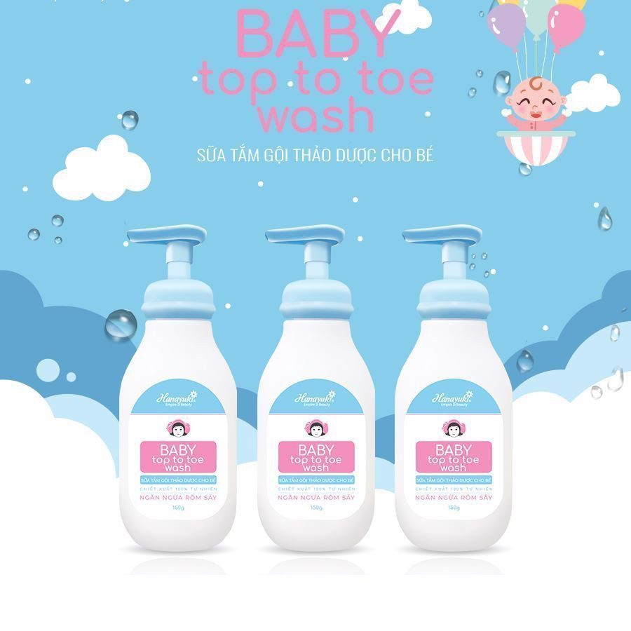 Sữa Tắm Thảo Dược Cho Bé Hanayuki Baby Top To Toe Wash