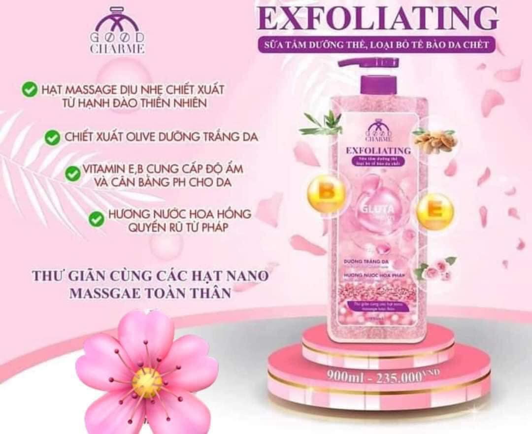 Mềm mịn hơn tức thì với sữa tắm tẩy da chết Charme Exfoliating