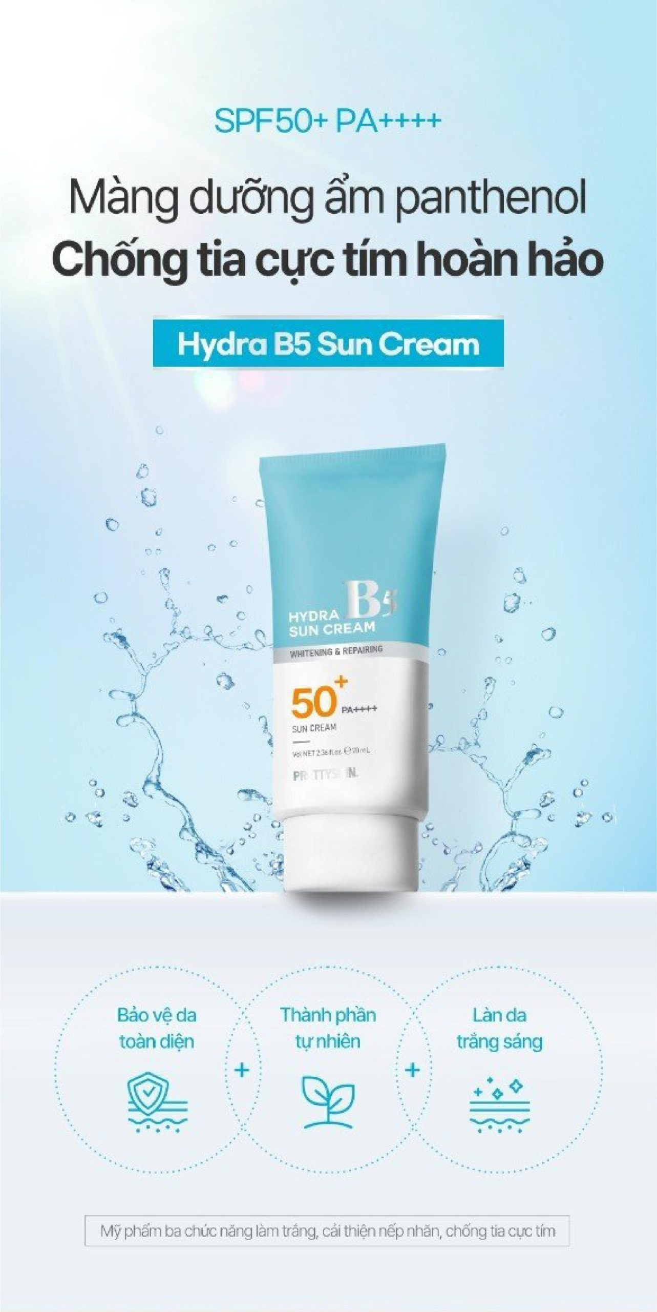 Kem chống nắng Prettyskin Hydra Sun Cream B5 SPF50+ PA++++