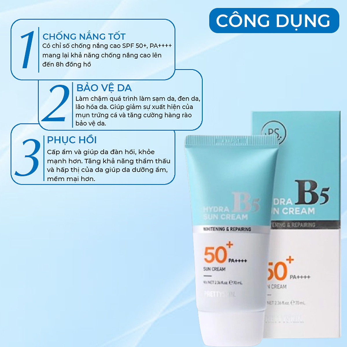 Kem chống nắng Prettyskin Hydra Sun Cream B5 SPF50+ PA++++