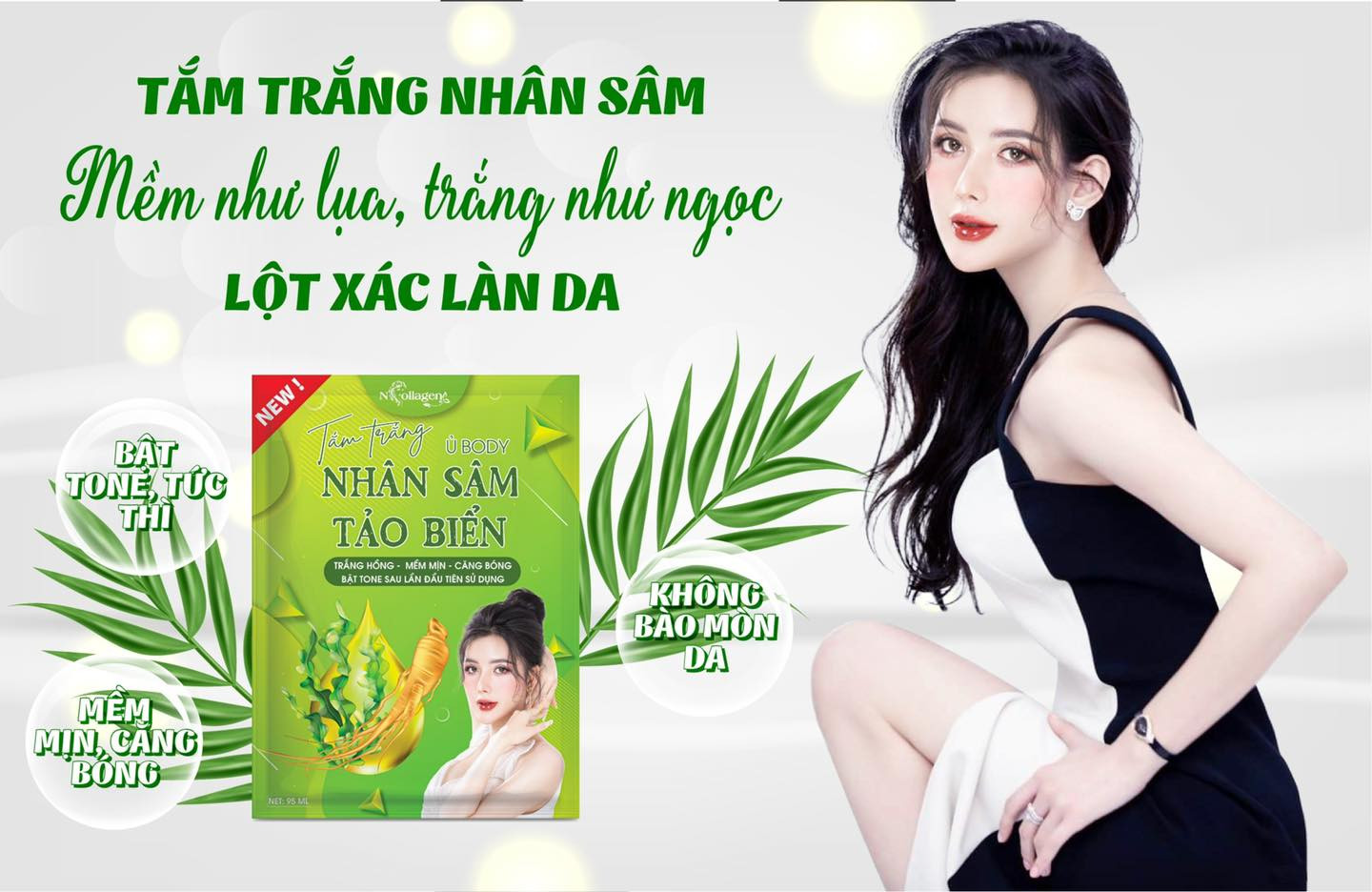 BÍ QUYẾT SỞ HỮU LÀN DA BODY TR.ẮNG MỊN NHƯ EM BÉ VỚI SET TẮM TR.ẮNG NHÂN SÂM TẢO BIỂN