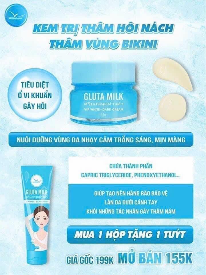 Thâm nách gluta milk vip white mua 1 tặng 1