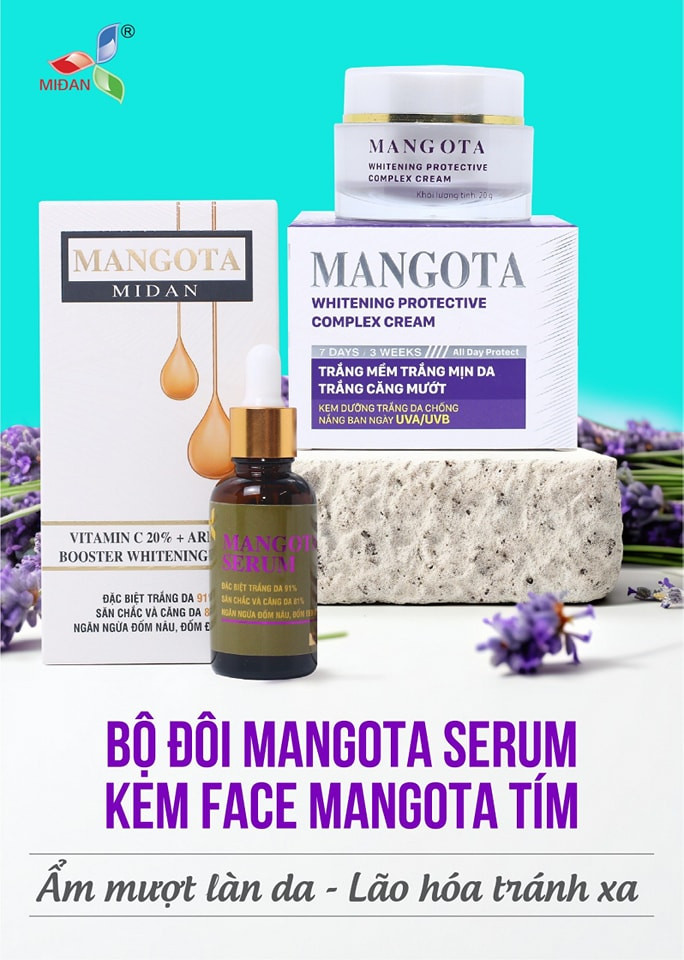 Combo Dưỡng Trắng Serum Mangota và Kem Face Mangota Tím