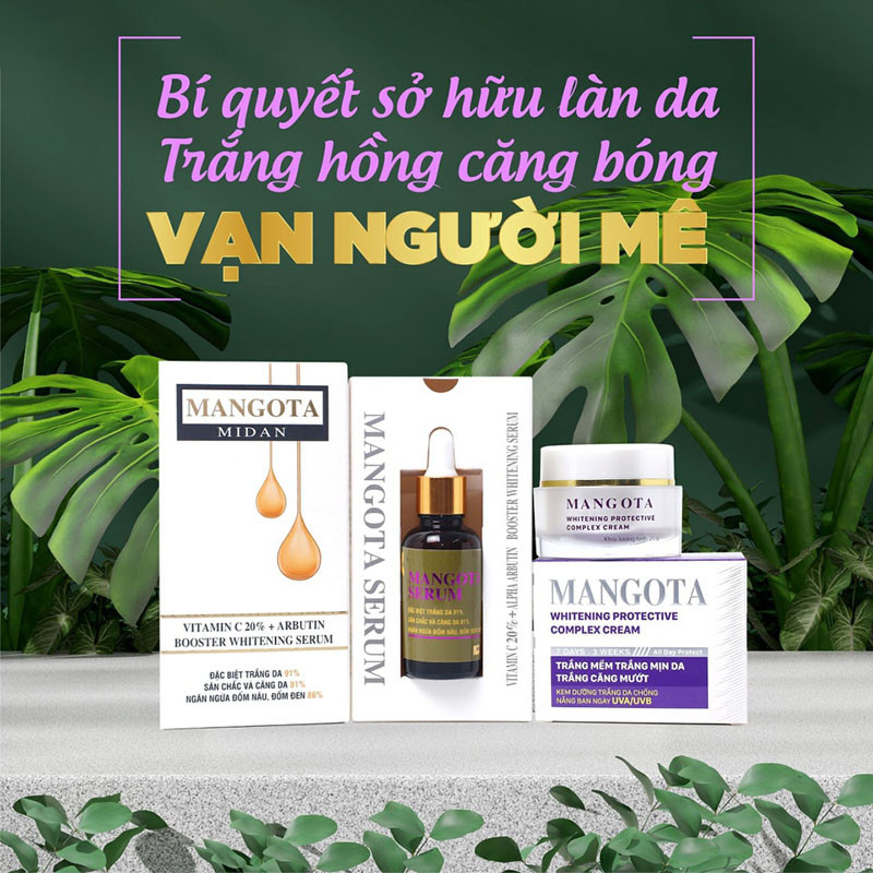 Combo Dưỡng Trắng Serum Mangota và Kem Face Mangota Tím