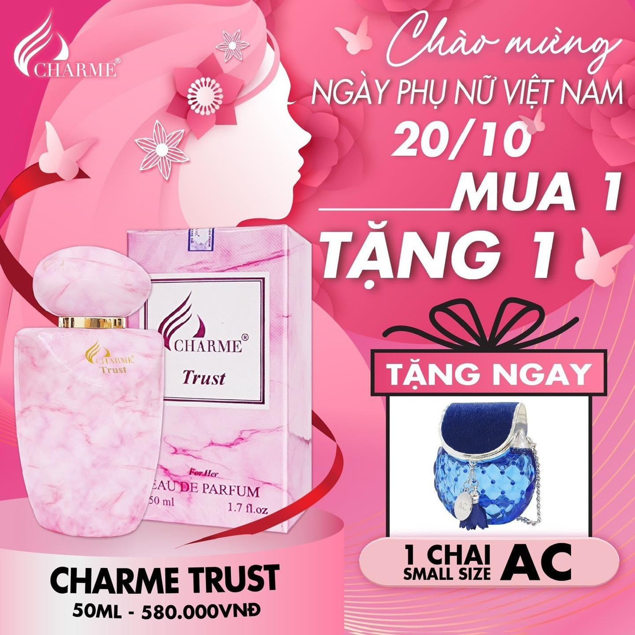 Deal thơm nhất năm lại thêm quà ngọt bão sale mừng ngày phụ nữ Việt Nam 20/10 chính thức đổ bộ tại Charme Perfume