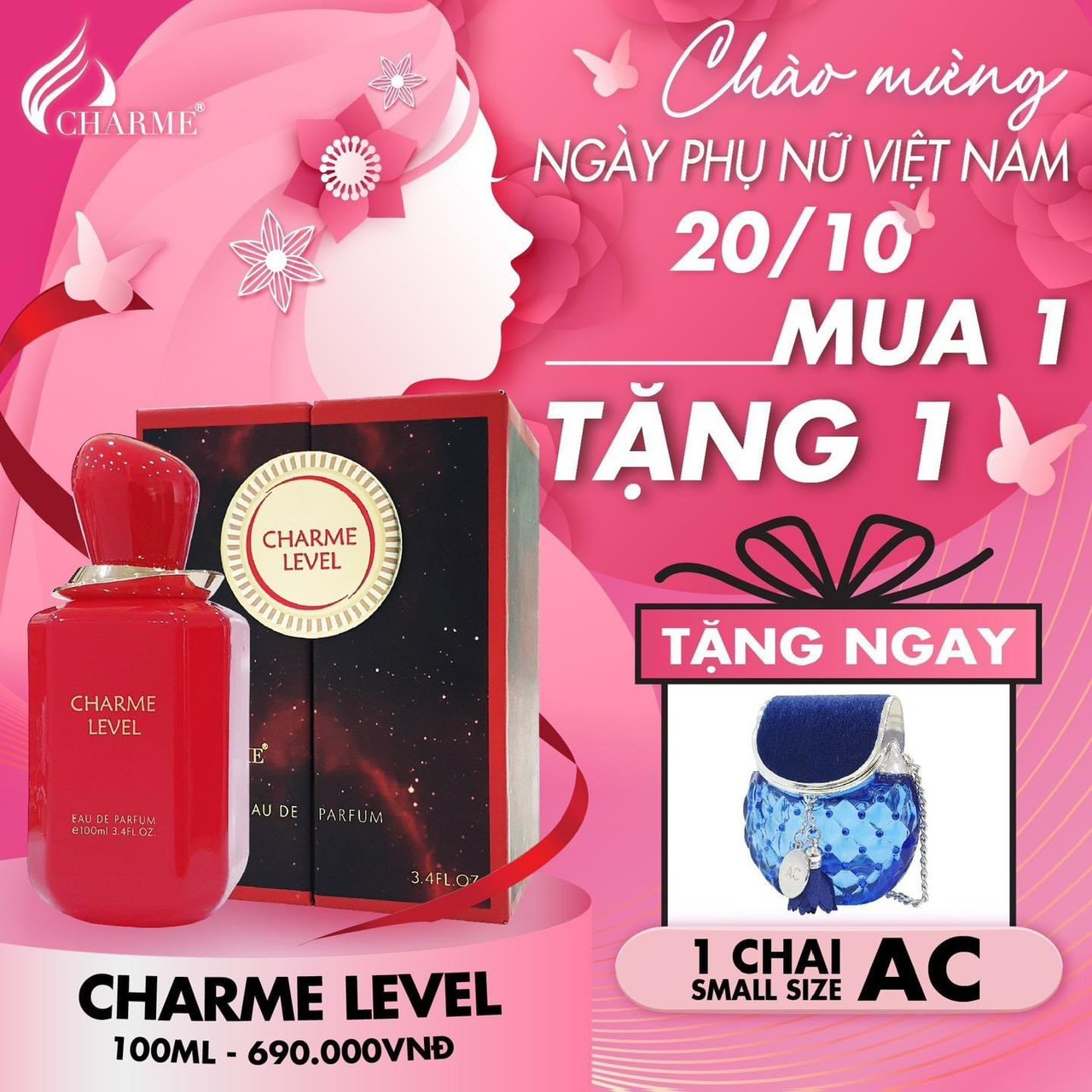 Deal thơm nhất năm lại thêm quà ngọt bão sale mừng ngày phụ nữ Việt Nam 20/10 chính thức đổ bộ tại Charme Perfume