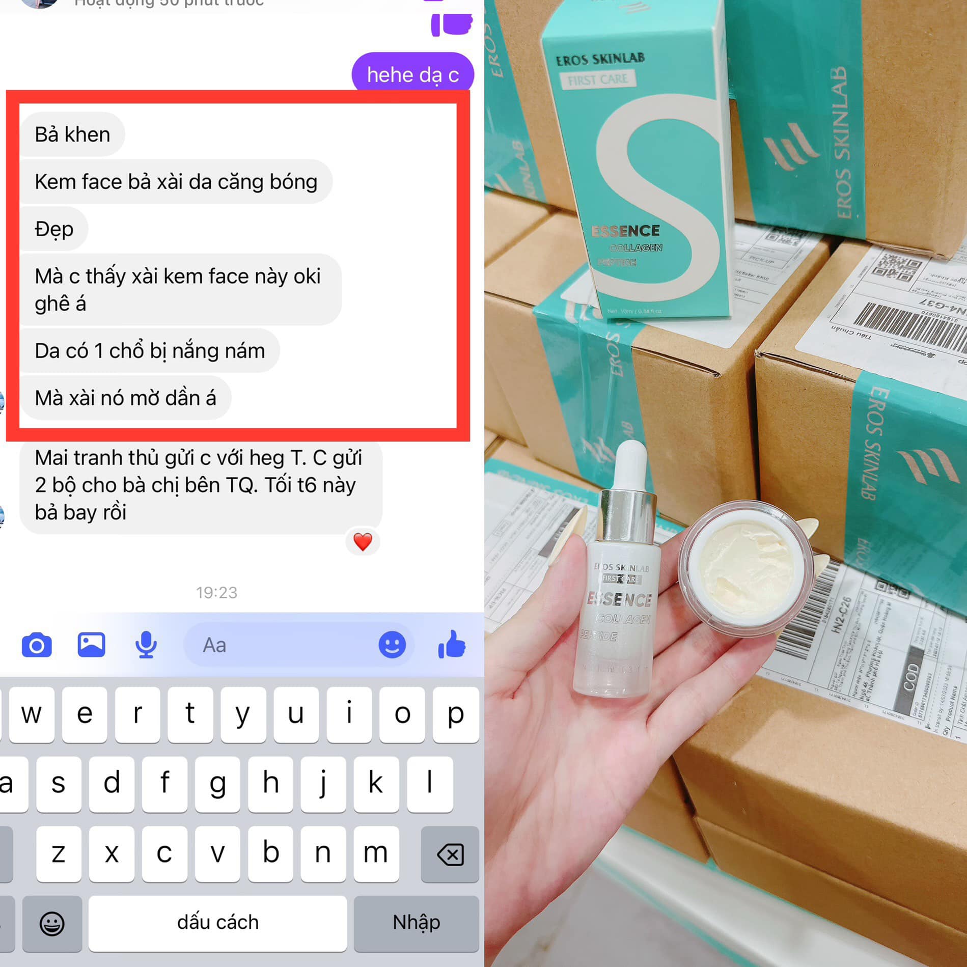 Combo thần thánh cho làn da kem face MNM và Serum  Serum Tinh Chất Соlаɡеп Peptide Eros Skinlab