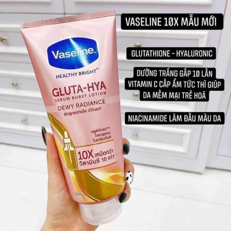 Dưỡng thể kích trắng Vaseline 10x 1 tuýp 320ml to vật vã