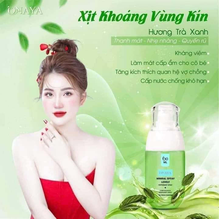 Onaya Màu Xanh Minaral Spray Lovely Peppermint xịt khoáng nước hoa vùng kín được nhiều chị em phụ nữ tin dùng