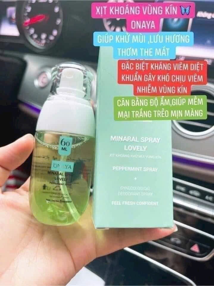 Onaya Màu Xanh Minaral Spray Lovely Peppermint xịt khoáng nước hoa vùng kín được nhiều chị em phụ nữ tin dùng