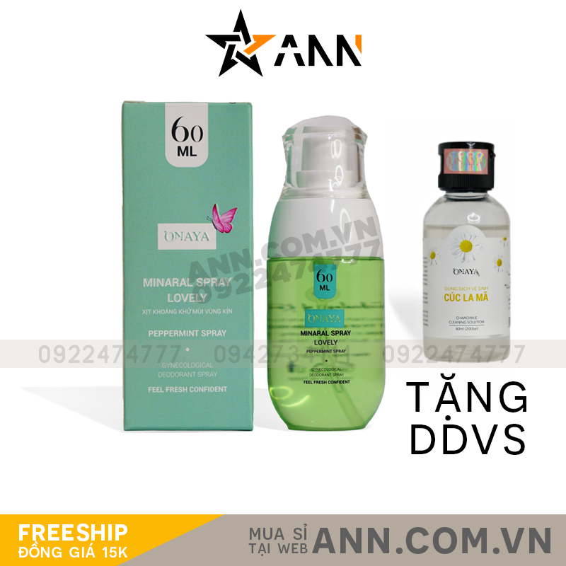 Onaya Màu Xanh Minaral Spray Lovely Peppermint xịt khoáng nước hoa vùng kín được nhiều chị em phụ nữ tin dùng