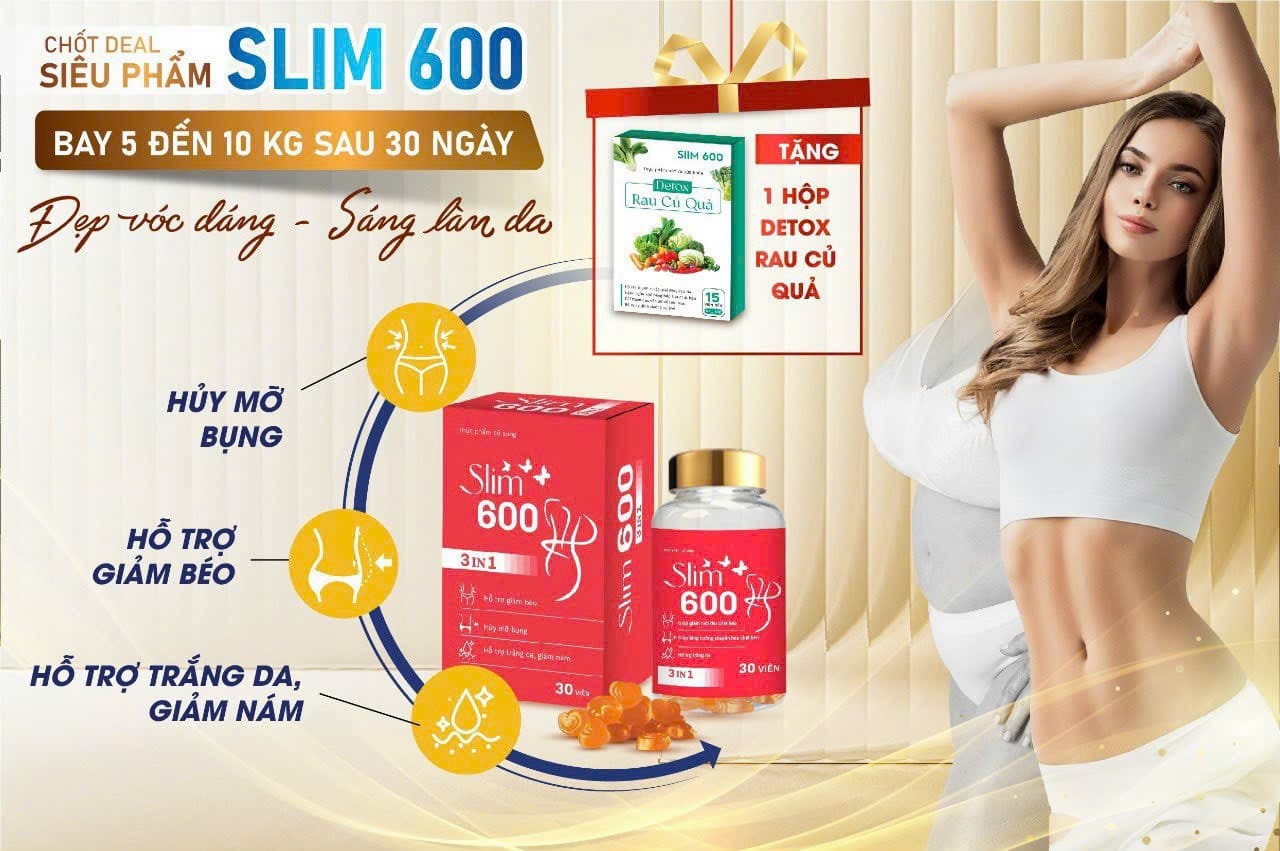 Kẹo giảm Cân Slim 600 3IN1 Tặng Detox Diệt tận gốc mỡ chai lì lâu năm khó ɡiảm