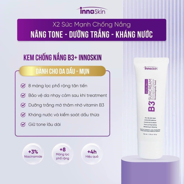 Kem chống nắng phổ rộng InnoSkin B3+ dành cho da dầu 50G