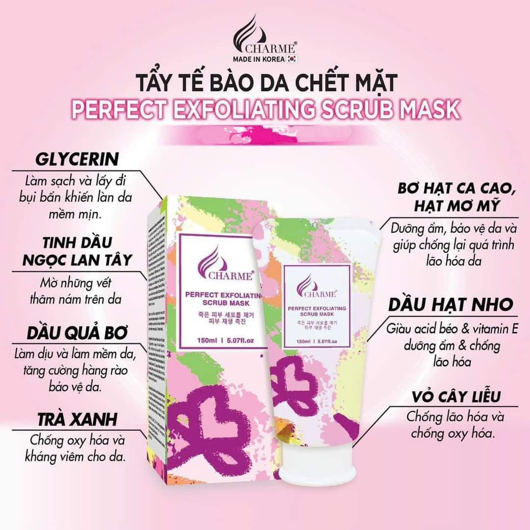 Tẩy Tế Bào Chết Da Mặt Charme Perfect Exfoliating Scrub Mask  luôn là sự lựa chọn  người bạn thân hàng đầu đối với làn da