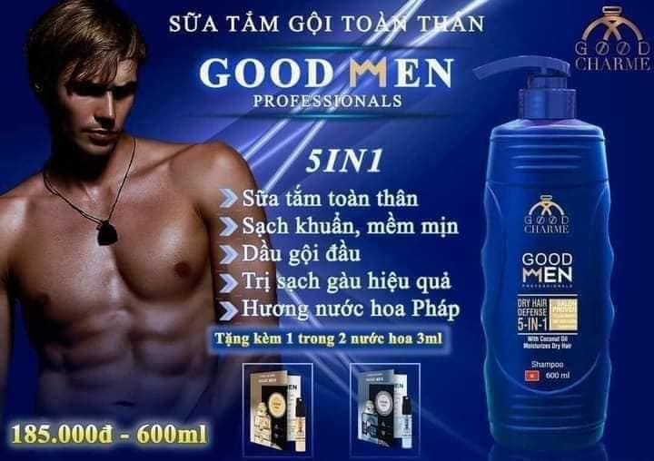 Sữa Tắm Gội Toàn Thân Cho Nam Good Men 600ml Blue