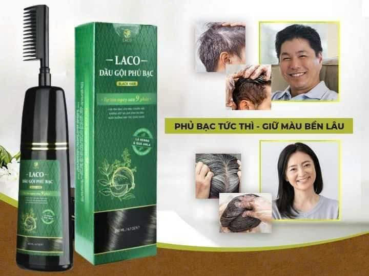 Dầu Gội Phủ Bạc Laco Làm tóc đen tự nhiên bóng đẹp và khỏe tóc