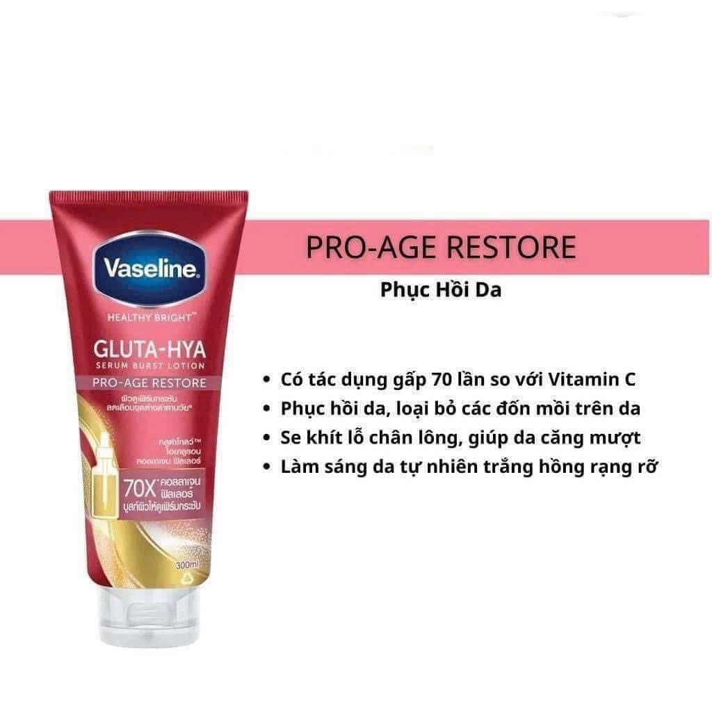 Sữa Dưỡng Thể Vaseline 70x Màu Đỏ Gluta Hya Serum Burst Lotion Pro Age Restore Thái Lan