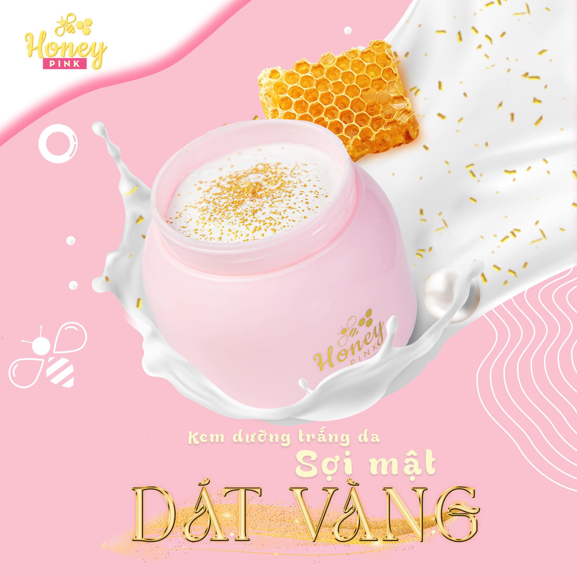 Kem Body Honey Pink Sợi Mật Ong Dát Vàng 24K trẻ hoá làn da