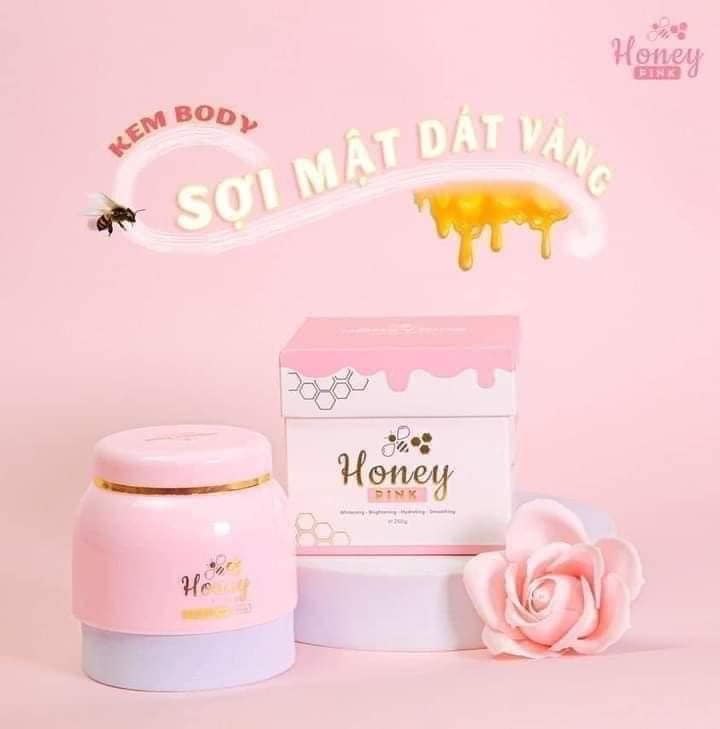 Kem Body Honey Pink Sợi Mật Ong Dát Vàng 24K trẻ hoá làn da