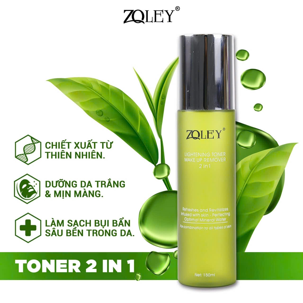 Nước Tẩy Trang Cấp Ẩm Trà Xanh 2IN1 Zoley Toner Xịn Xò Nhất Của Năm