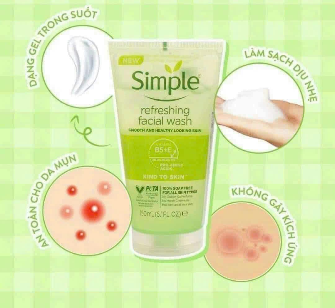 Sữa Rửa Mặt Simple Kind To Skin Refreshing Facial Wash Ge 150ml