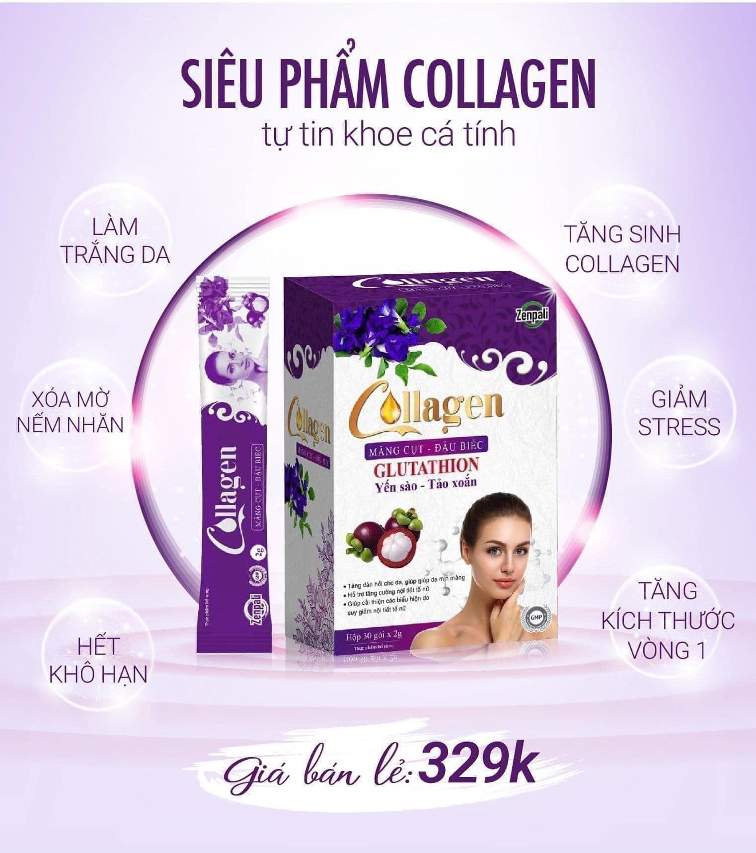 Collagen Măng Cụt Đậu Bếc Glutathione  Giúp Khỏe Dáng Đẹp Da Tốt Cho Sức Khỏe