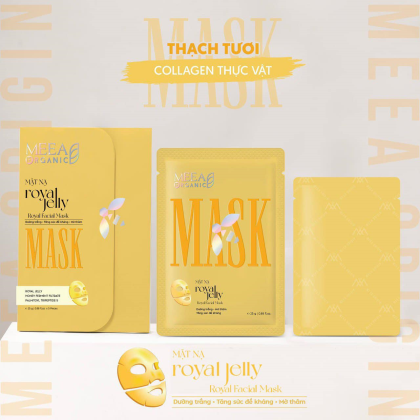 Mặt Nạ Thạch Collagen Meea Organic Màu Vàng Royal Jelly Mask Hộp 5 Miếng