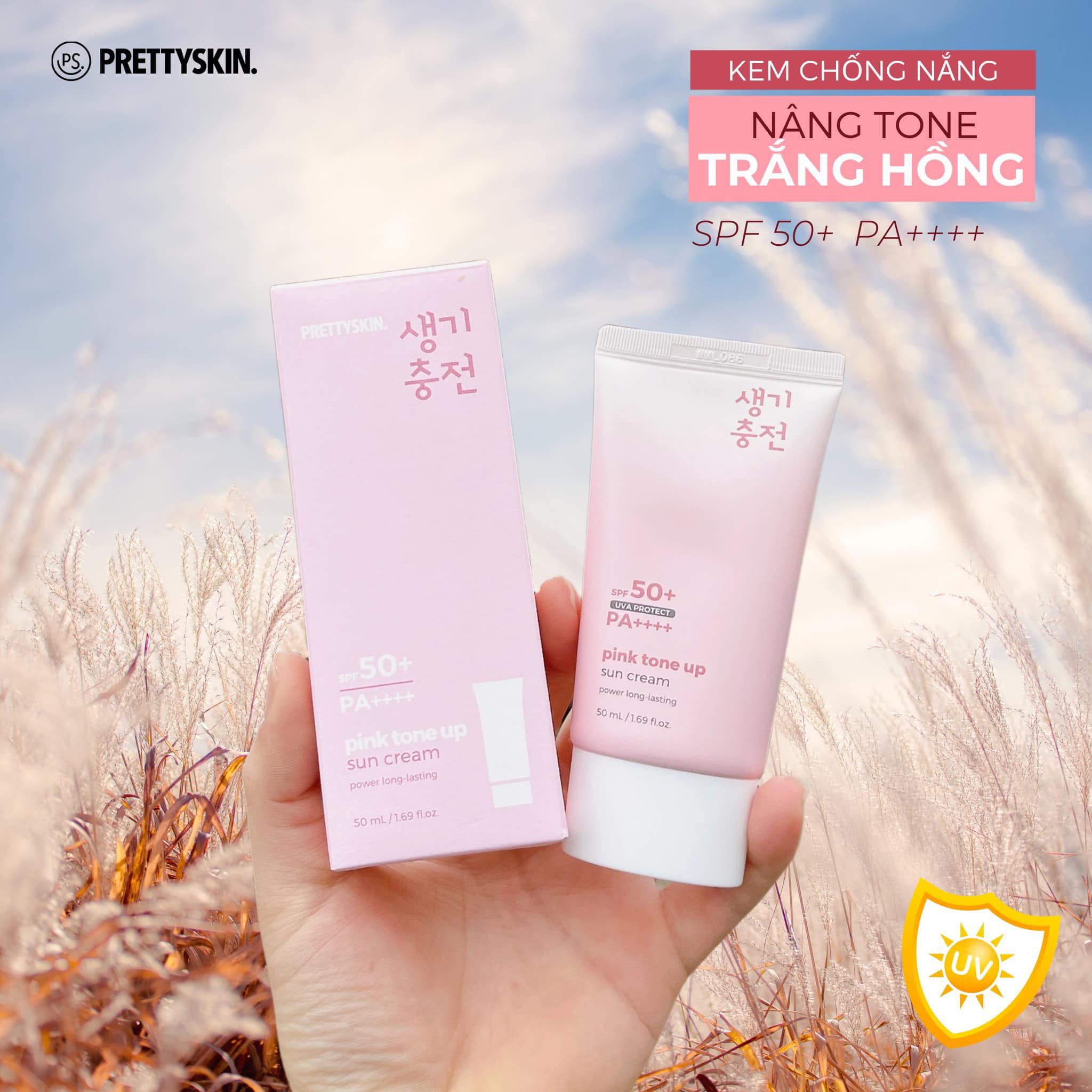 Kem Chống Nắng PrettySkin Pink Tone Up Nâng Tone Trắng Hồng