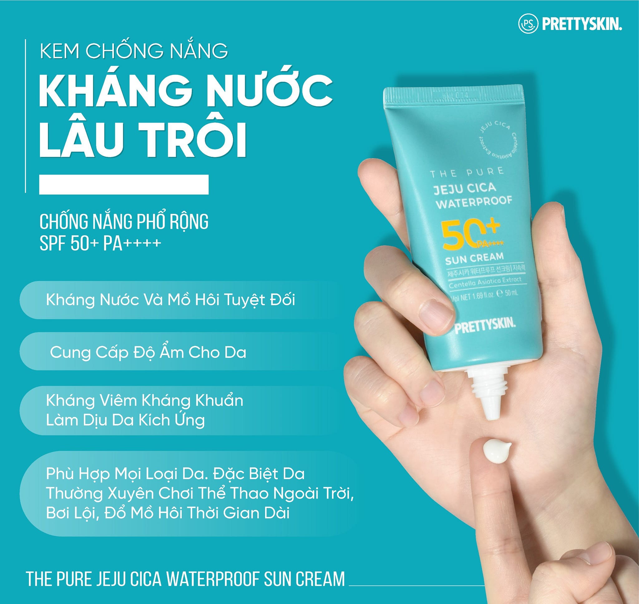 Kem Chống Nắng PrettySkin Kháng Nước The Pure Jeju Cica Waterproof