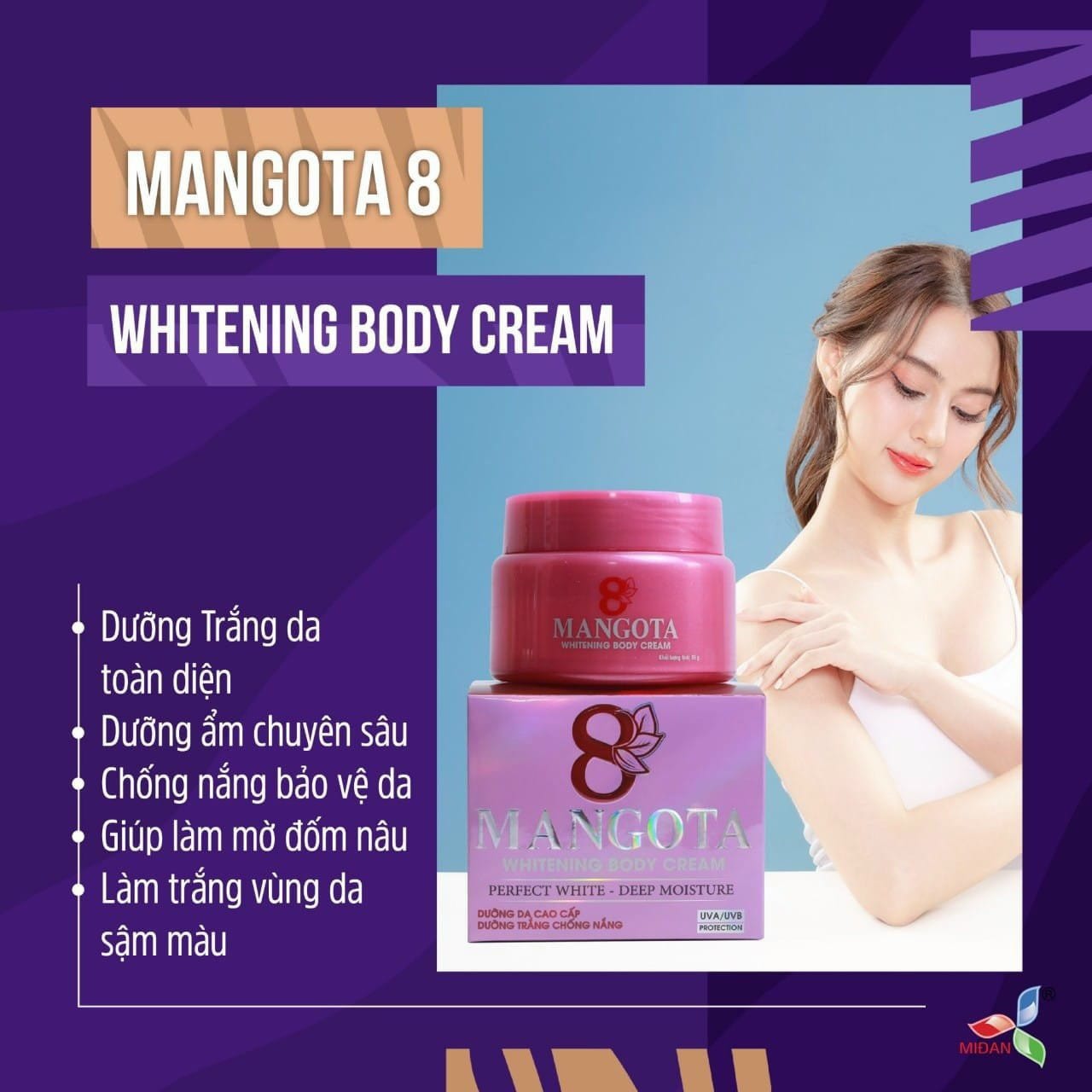 Kem Body Mangota 8 Whitening Body Cream