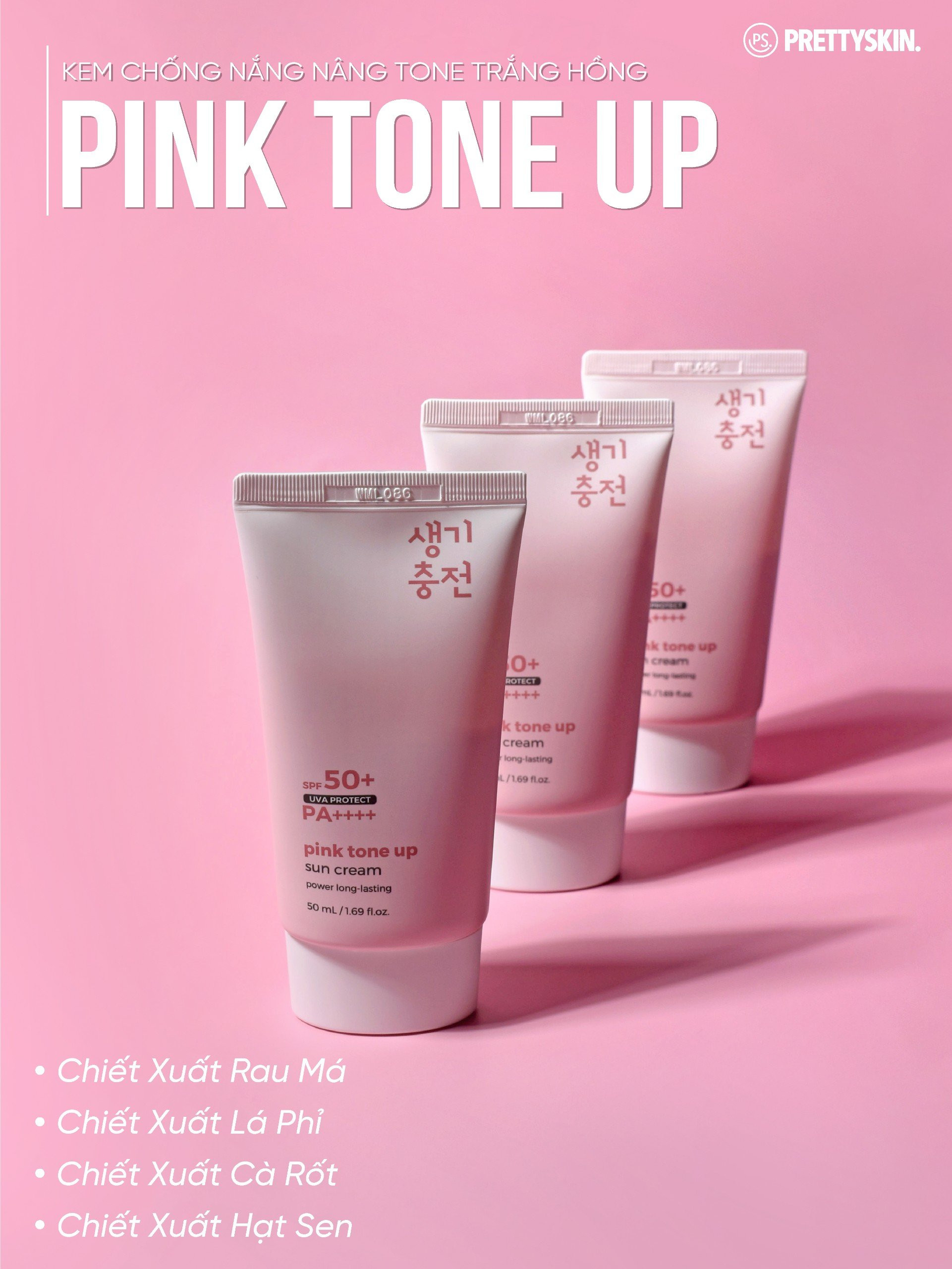 Kem Chống Nắng PrettySkin Pink Tone Up Nâng Tone Trắng Hồng