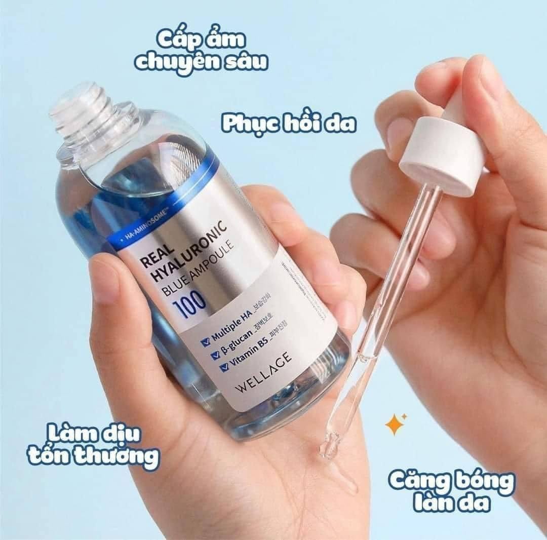 Serum dưỡng da Wellage Real Hyaluronic Blue Ampoule  - 75ml cấp ẩm phục hồi  dưỡng trắng