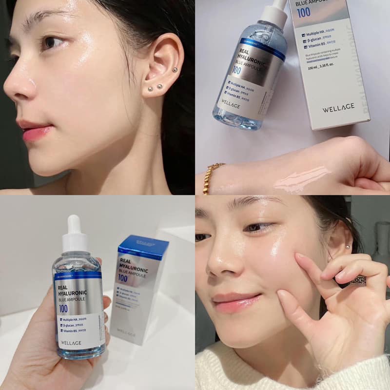 Serum dưỡng da Wellage Real Hyaluronic Blue Ampoule  - 75ml cấp ẩm phục hồi  dưỡng trắng