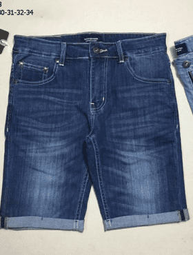 Quần short jean nam màu xanh đậm wash nhẹ